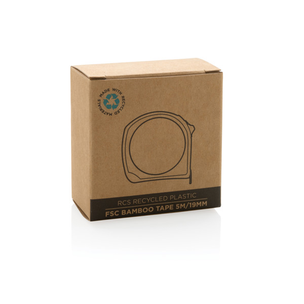 Mètre ruban 5M/19mm en plastique recyclé RCS et bambou - Noir