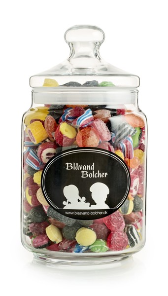 Ekstra stort apotekerglas inkl. logolabel i 1-4 farver - Bluewater candy mix