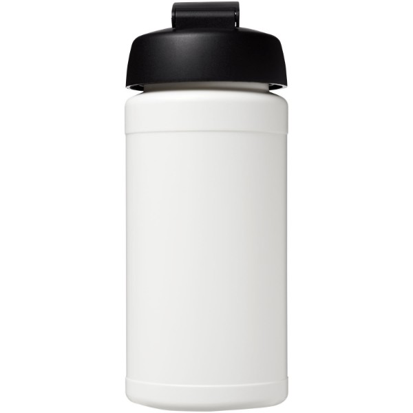 Garrafa desportiva com tampa Flip de 500 ml Baseline® Plus - Branco / Preto Liso