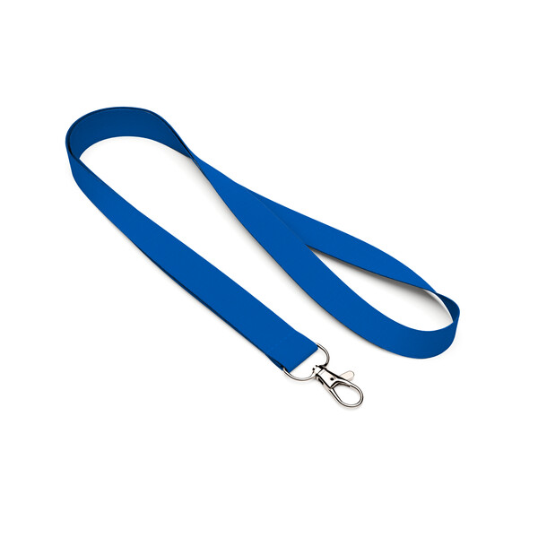 Cordon en polyester sérigraphié - ciel bleu clair / 15mm de largeur / Mousqueton en métal