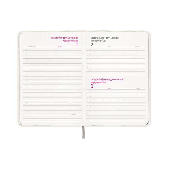 Agenda Giornaliera 2027, Copertina Rigida In Cartoncino Laminato - Bianco