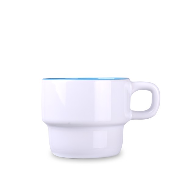 Astrid Duo ceramic mug, stackable design - White / Blue