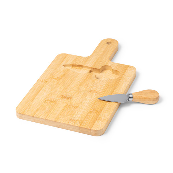 Tabla de quesos personalizada de bambú con cuchillo de acero inoxidable