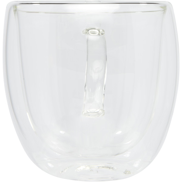 Tasse Manti 2 pièces en verre à double paroi de 250 ml avec sous-verre en bambou