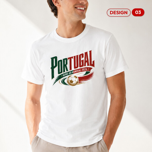 T-shirt de Algodão Branca c/ Grafismo de Portugal - Design 03