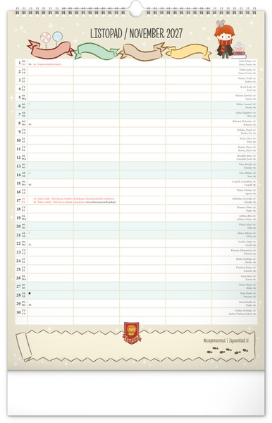 Notique Nástěnný Kalendář Rodinný Plánovací Harry Potter Xl 2027, 33 x 46 cm