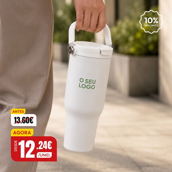 Copo isolado a vácuo de cobre de aço inoxidável reciclado de 900 ml - Branco