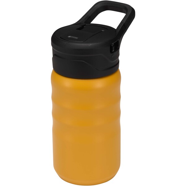 Knox 350 ml RCS recycled double wall stainless steel sport bottle with flip straw - Yellow