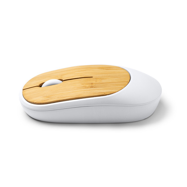 Ratón inalámbrico personalizado de bambú y ABS reciclado 1600 DPI