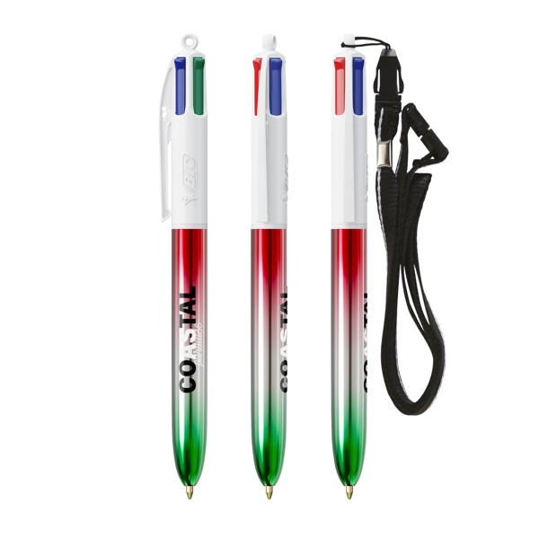 BIC® 4 Couleurs® Flags Collection + lanyard - vert - argent - rouge