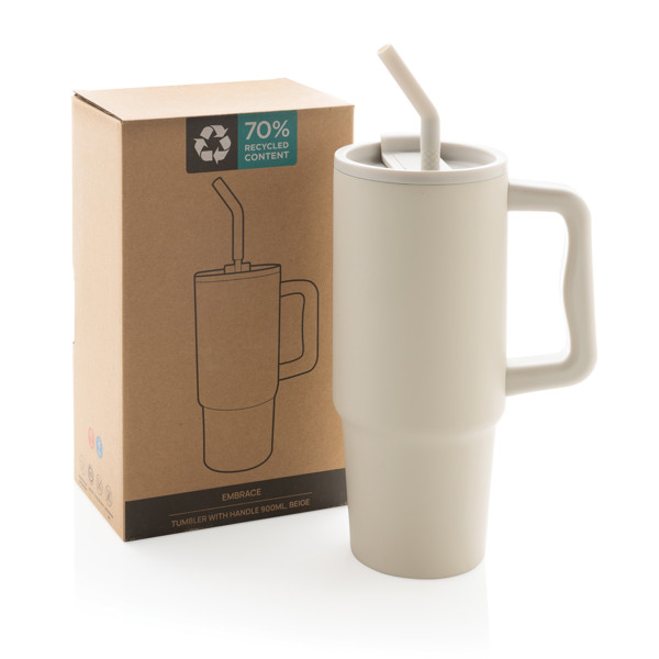 Mug 900ml en acier inoxydable recyclé Embrace RCS - Beige