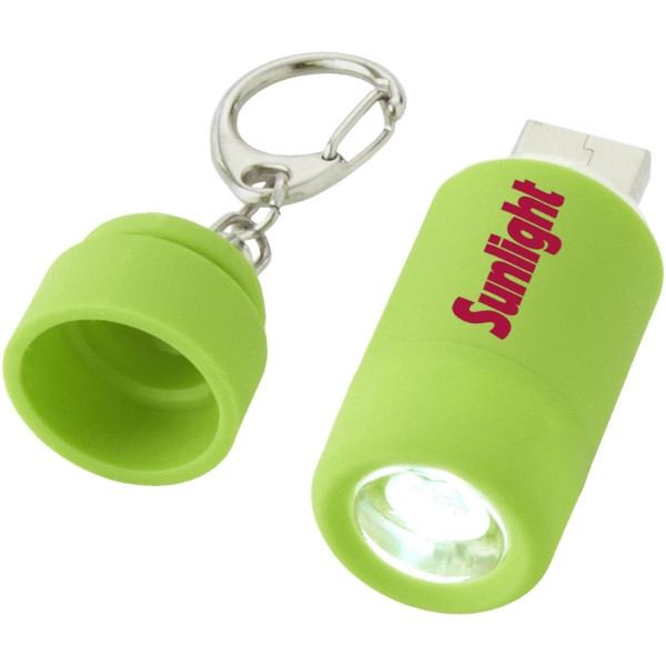 Klíčenková LED svítilna Avior s dobíjením přes USB - Limetkově zelená
