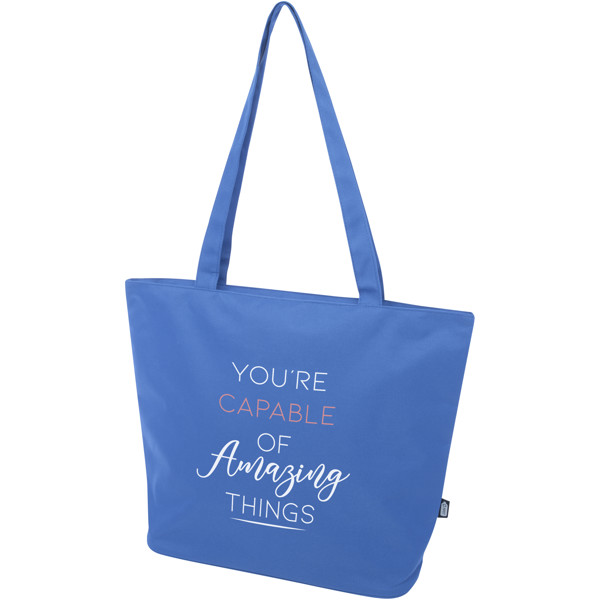 Sac shopping Panama de 20 L avec fermeture éclair recyclé certifié GRS - Bleu royal