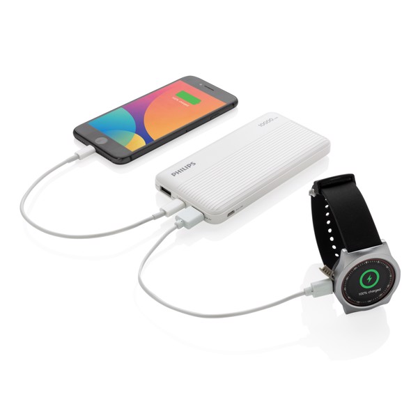 Philips 10.000 mAh slim powerbank, hvid