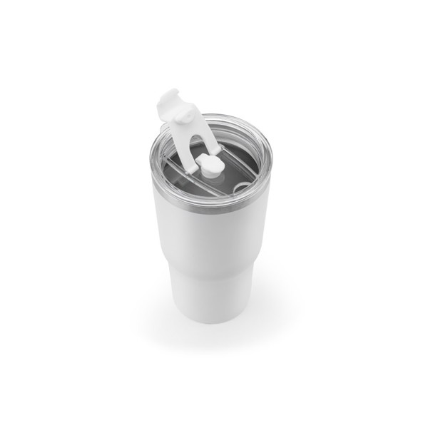 JOYNER M. Kompaktní cestovní hrnek z nerezové oceli (91 % recyklovaný) s vakuově izolovanou dvojitou stěnou a matným povrchem 600 ml - Bílá