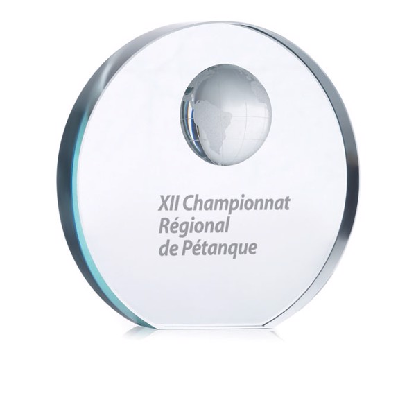 Mondal glass trophy, globe top, 120 mm diameter