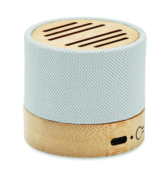 Bamboo RPET wireless speaker Bool - White