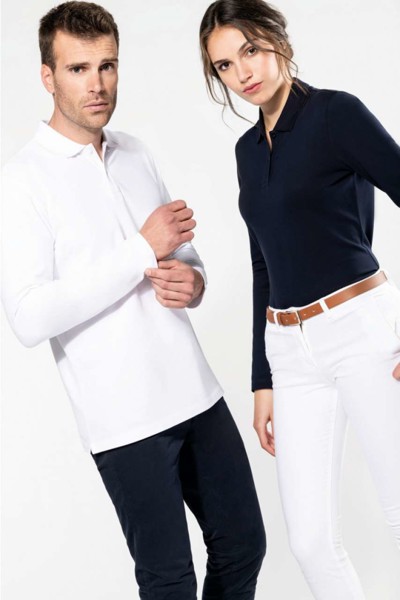 Ladies' Long-Sleeved Supima® Polo Shirt - White / L