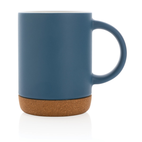 Mug 280ml en céramique avec base en liège - Bleu