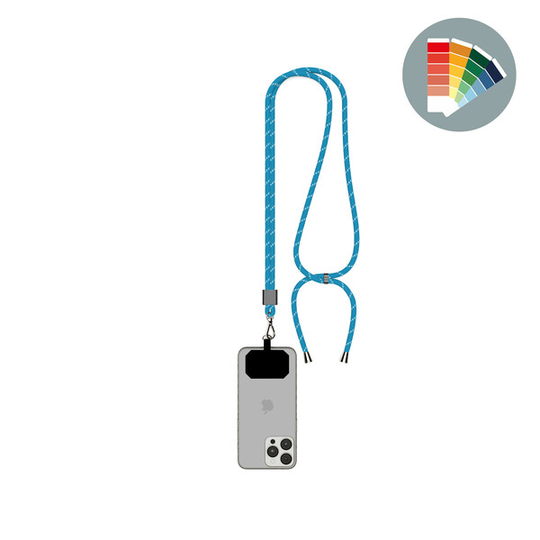 Dvoubarevný držák telefonu Crossbody z materiálu recyklovaný polyester (rPET) - Vlastní PMS / Vlastní PMS / Stříbrná příslušenství