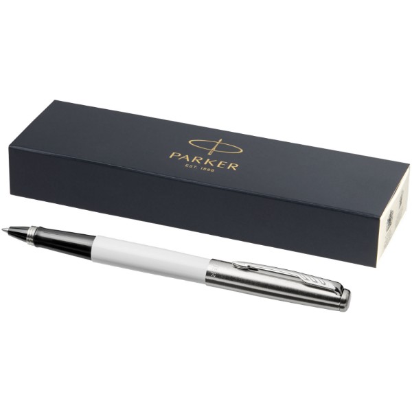 Jotter plastic with stainless steel rollerbal pen - White