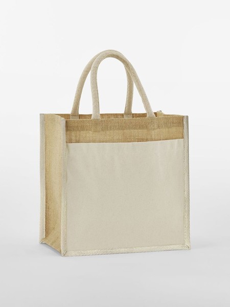 Cotton Pocket Natural Starched Jute Midi Tote