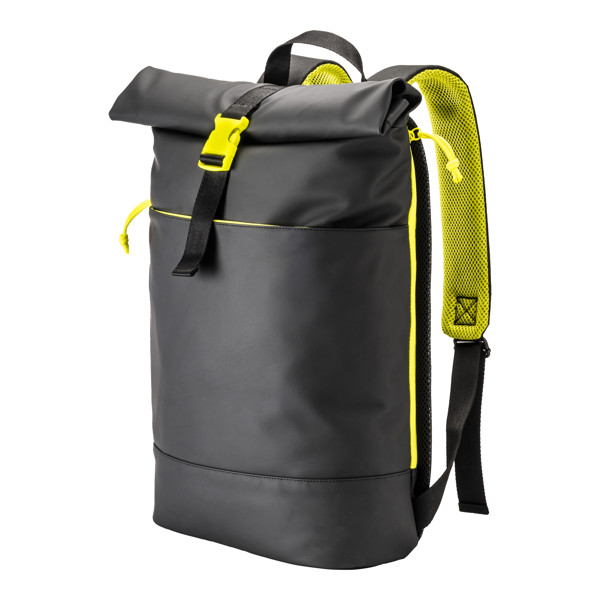 Water Resistant Soft Pu Laptop Backpack, Notebook Compartment - Yellow