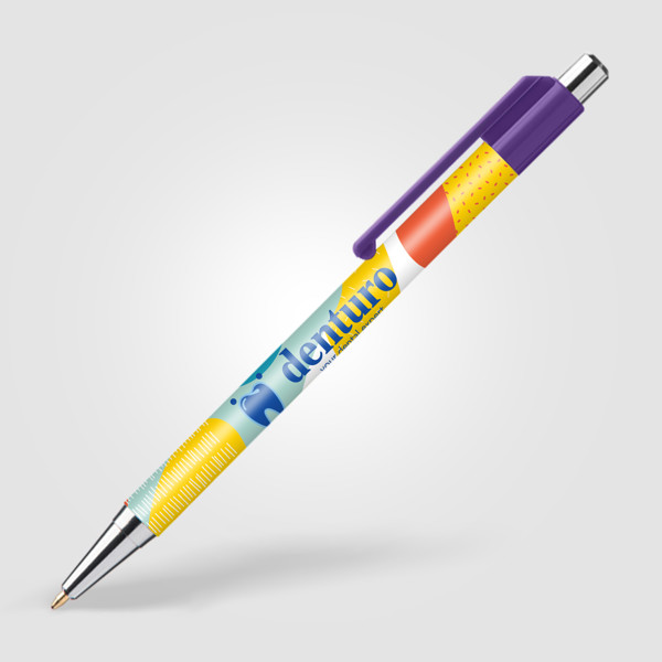 Stylo Astaire chrome avec embout coloré - Violet / Impression 360