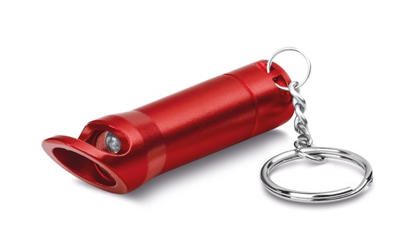 TORCHEN. Metal keyring Torch with bottle opener - Red