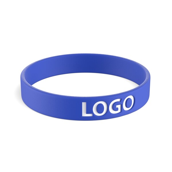 Pulseira de silicone personalizada (12mm width) - Dark Azure Blue / 18x1.2x0.2cm