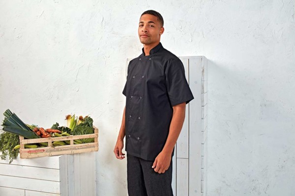 Chef's Short Sleeve Stud Jacket - White / 3XL