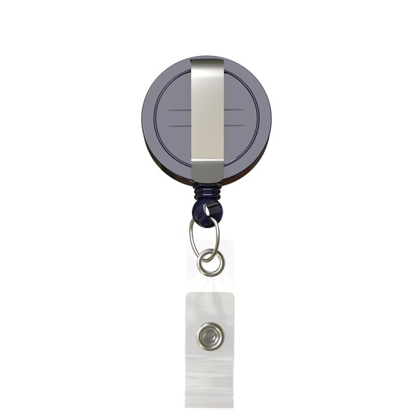 Retractable badge reel in round shape with ⌀2.8cm logo - Cool Dark blue / Belt Clip