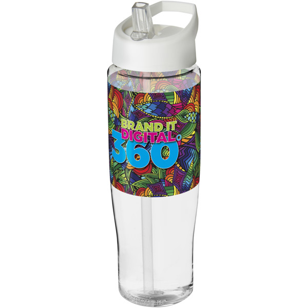 Garrafa desportiva com tampa com boquilha de 700 ml H2O Tempo® - Transparente / Branco