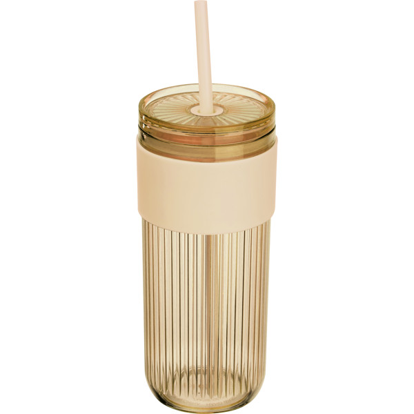 SOLEDAD Pohár na pitie so slamkou, 660 ml - Beige