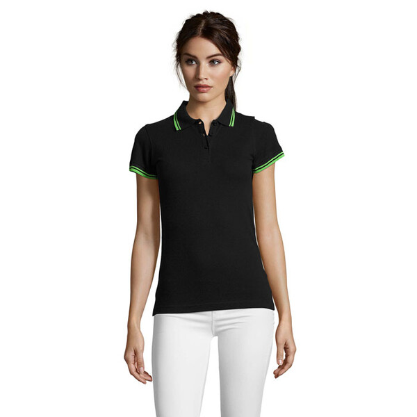 PASADENA pólo mulher 200g Pasadena Women - Preto / LimaXL