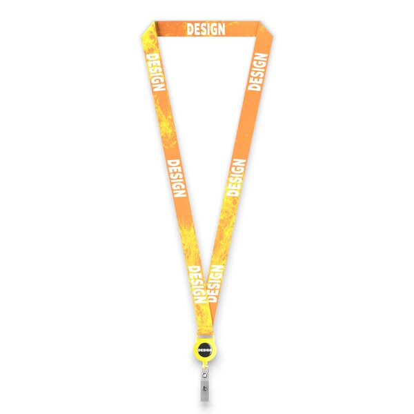 Polyester sublimation badge reel lanyard - Sunflower Yellow / 15mm width