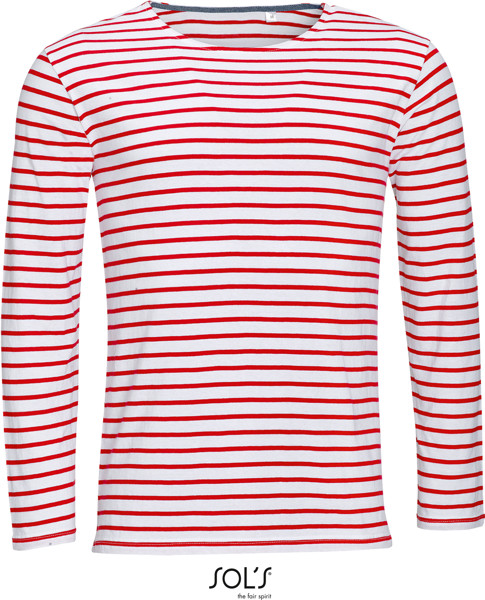 Men's T-Shirt striped long-sleeve SOL'S | Marine Men - White / Red / M