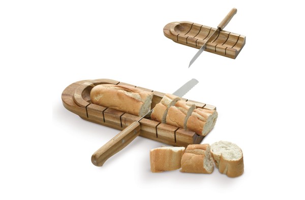 Baguette holder with knife