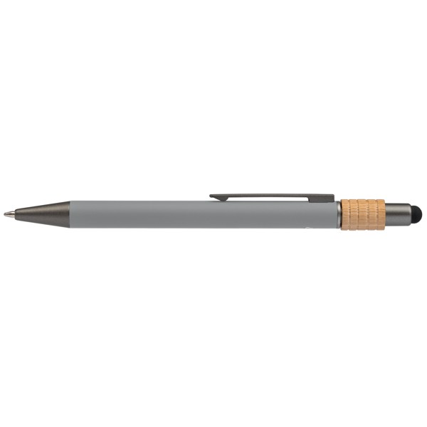 Reborn Spinner Recycled Aluminium Pen w/ Stylus - PATENTED - Grey / 4 Colour inkjet