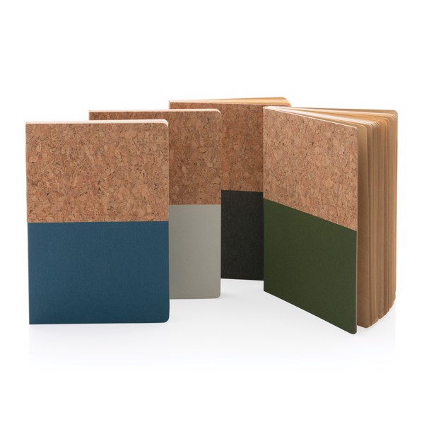 Carnet A5 à couverture en kraft et en liège - Bleu