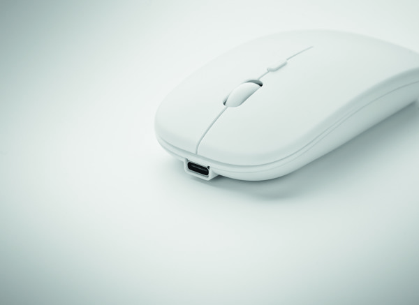 Brezžična miška Curvy C, 500 mAh, recikliran ABS - Bela