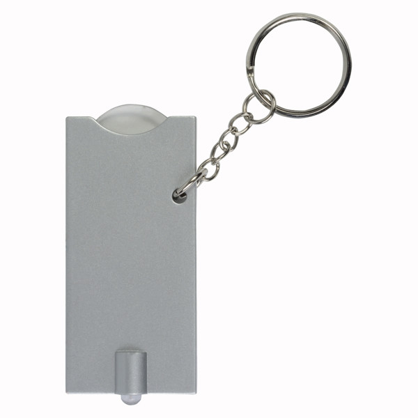 Plastic Key Ring With Shopping Trolley Token And Light - White