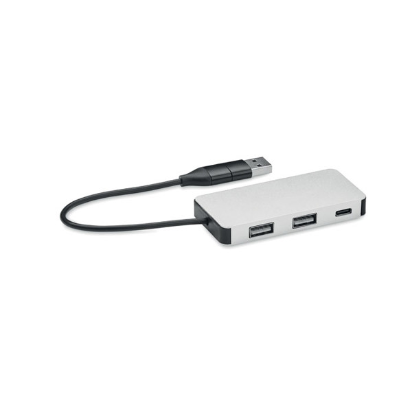 3 port USB hub with 20cm cable Hub-C - Silver