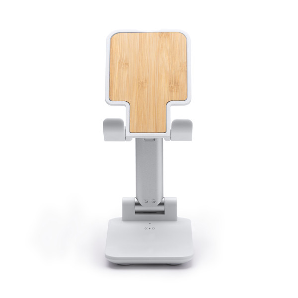Soporte cargador inalámbrico rápido personalizado de ABS y bambú 15 W plegable