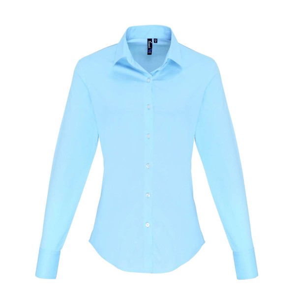 Women's Stretch-Fit Cotton Poplin Long Sleeve Shirt - Pale Blue / S