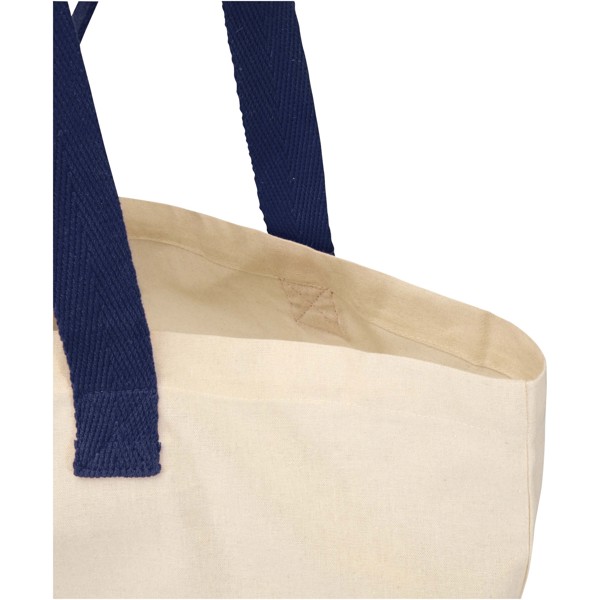 Sierra 140 g/m² GRS recycled foldable cotton tote bag 7L - Natural / Navy