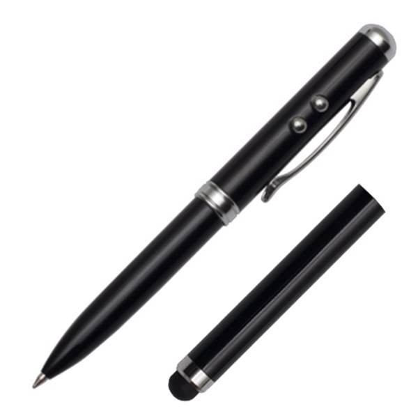 Supreme ballpen with laser pointer - 4 in 1 - Black