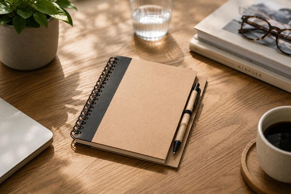 Notebook Stella | Recycled cardboard | Lined | Ballpen - black