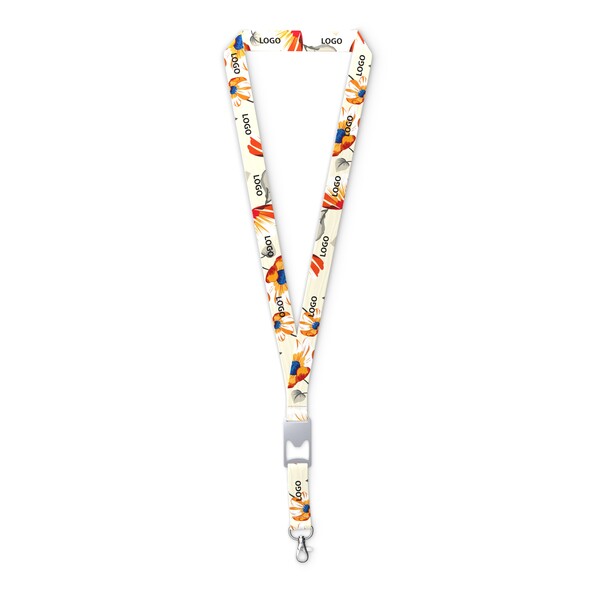 Polyester sublimation lanyard with bottle opener - 20mm width / Metal carabiner