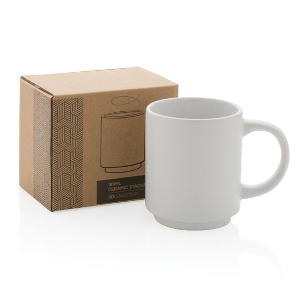 Ceramic stackable mug 180ml - White